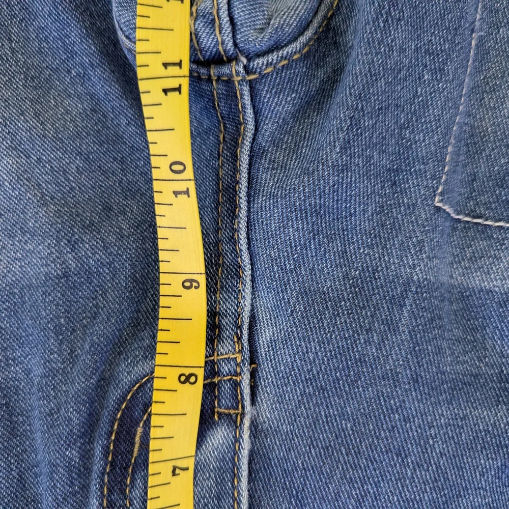 Women’s Blue Distressed Patchwork Jeans with Pink Accents Size M - Picture 13 of 16